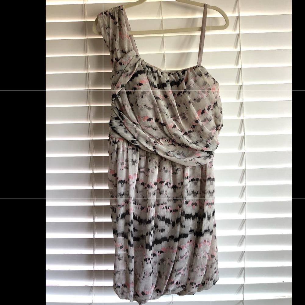 BCBGeneration Grey One Shoulder Draped Dress